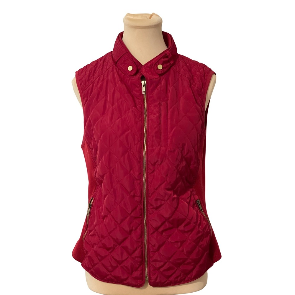 Tyler Boe Red Quilted Vest Womens Large‎ Casual Minimalist Walking Equestrian